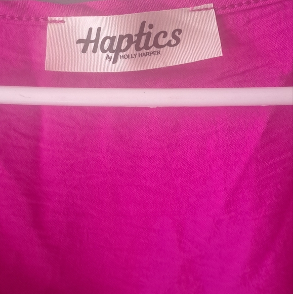 Haptics: By Holly Harper Bright Fushia Pink and Red Ruffle Dress- 1X - Picture 5 of 6